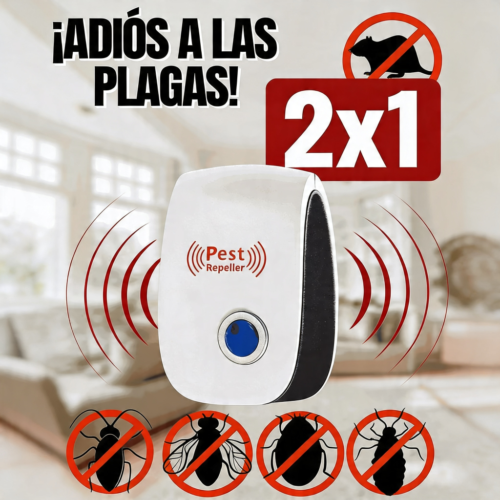 UltraRepel 360° Pro 2X1 – Repelente Ultrasónico Inteligente Anti Plagas
